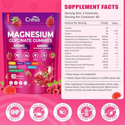 Cnfhdi sugar-free magnesium glycinate gummy supplement pouch