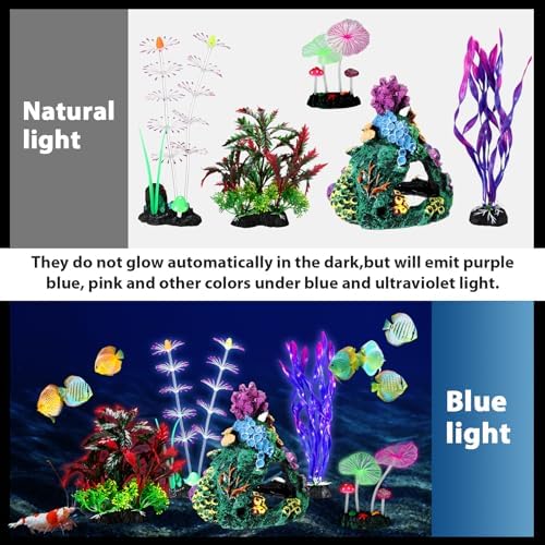 Halloscume 5 piece fluorescent marine landscape decorations showing product dimensions