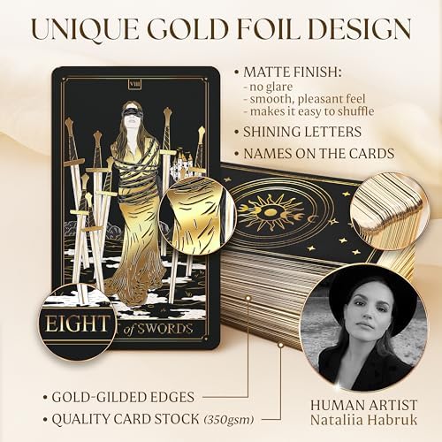 Wyspell tarot deck black and gold card design details