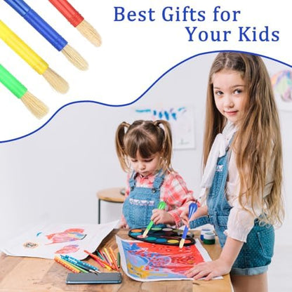 Durable and washable larrel preschooler paint brushes arranged on a white background