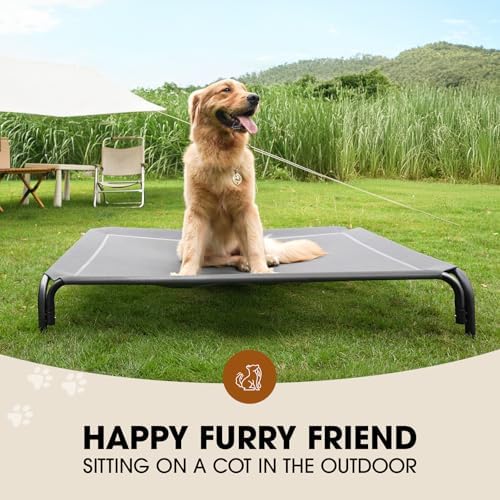 Czpalo Outdoor Elevated Dog Bed for Large Sized Dogs, No-Tool Assembly. | Raised design promotes airflow. Tool-free assembly, easy-to-clean mesh, portable, with anti-skid feet. Indoor/outdoor use. - Image 3