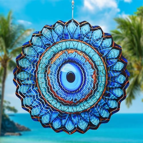 Kinetic 3D wind spinner showing laser cut metal detail