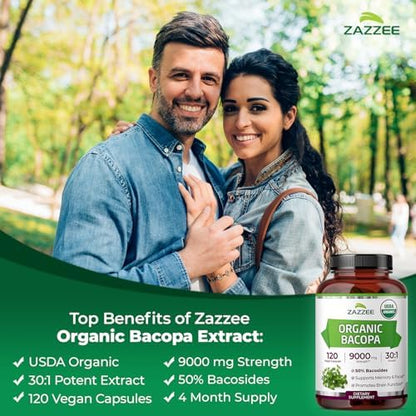 Close up of the USDA Organic certified seal on the Zazzee Bacopa bottle.