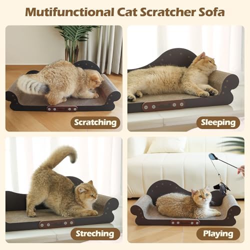 High-density corrugated cardboard texture on the ComSaf cat scratching board highlighting durability.