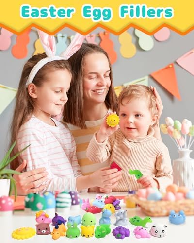 Assorted mini mochi squeeze toys displayed together in vibrant multi-colored options.