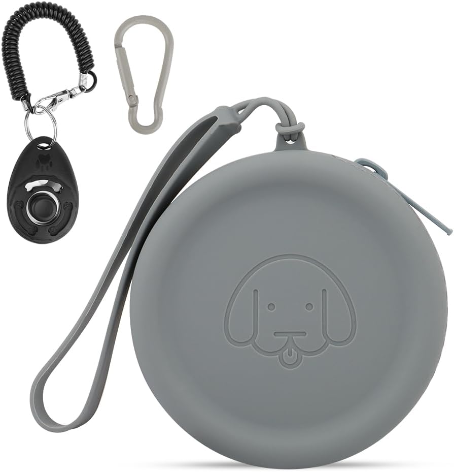 WALLFID Silicone Dog Treat Pouch Small Bag,with Pet Training Clicker,Walking Bag for Dog and Cat, Pocket Size, Easy to Clean, Odorless, Zipper Design,Moisture-Proof,Travel Walking Bag.(Sky Blue) - Image 10