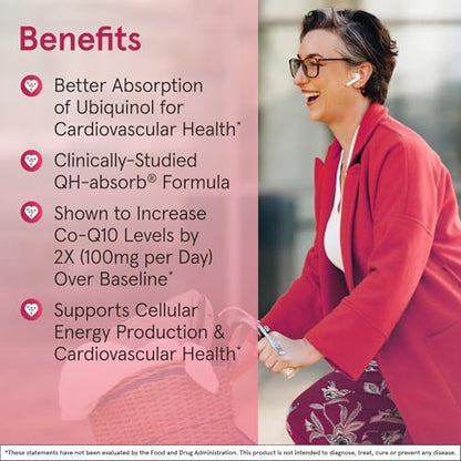 Jarrow Formulas enhanced absorption ubiquinol 120 count bottle for cardiovascular wellness