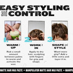 TIGI Bed Head Manipulator Matte Hair Wax Paste With Strong Hold For Men,Long-Lasting Texture Hold For Hairstyling,Definition And Texture,Light And Non-Greasy Hair Setting Wax,Natural Matte Finish,57G - Image 5