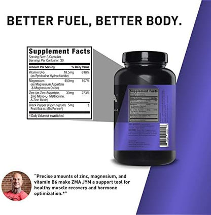 JYM ZMA nighttime recovery supplement nutritional facts and ingredient list label