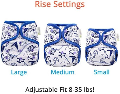 OsoCozy cloth diaper cover showing adjustable snap fit system