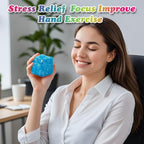 Child opening a classroom treasure box containing the vibrant pink and blue square stress cubes