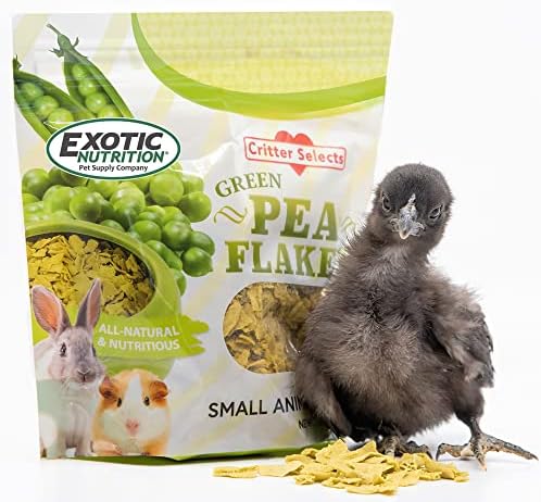 Exotic Nutrition green pea flakes side profile of three ounce pouch
