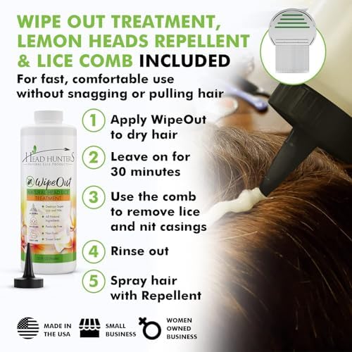 Head Hunters Specialist Pro Kit packaging showing all three steps of the lice removal process.