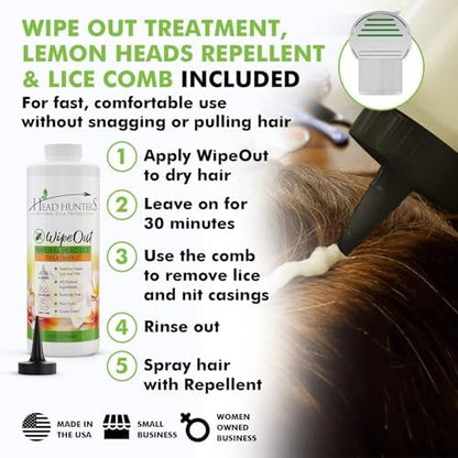 Head Hunters Specialist Pro Kit packaging showing all three steps of the lice removal process.