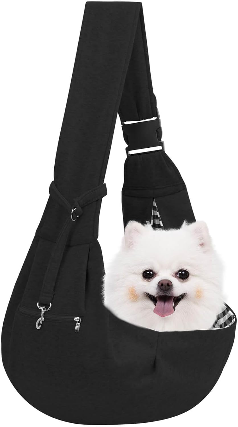 Adjustable Dog Carrier Sling - Hand-Free Dog Carriers for Small Dogs and Cats, Puppy Sling Carrier with Zipper Purse Pocket, Travel Safety Harness, Puppy Essentials (Gray) - Image 9