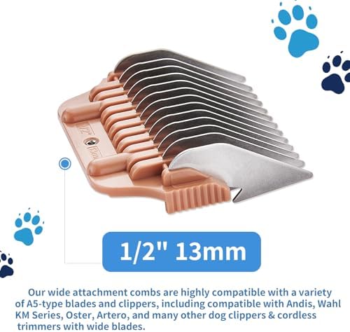 Premium brown 1/2 inch dog clipper guard attachment for professional wide styling blades