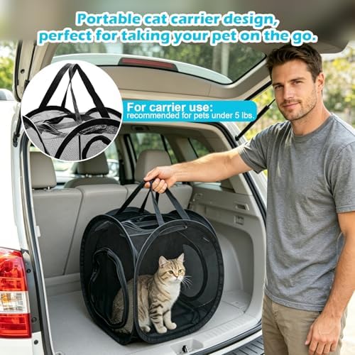 Small Animal Playpen with Surround Tunnel, Portable Foldable Outdoor Guinea Pigs Playpen with Carrying Handle, Breathable Mesh Playpen for Kitten, Hedgehog, Snake, Rabbit, Lizard, Small Pets - Image 5