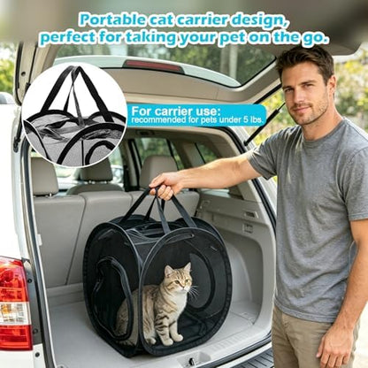 Small Animal Playpen with Surround Tunnel, Portable Foldable Outdoor Guinea Pigs Playpen with Carrying Handle, Breathable Mesh Playpen for Kitten, Hedgehog, Snake, Rabbit, Lizard, Small Pets - Image 5