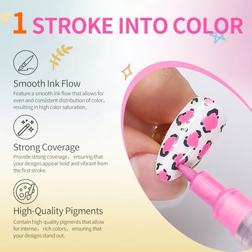 Quick dry nail art markers for dotting and painting