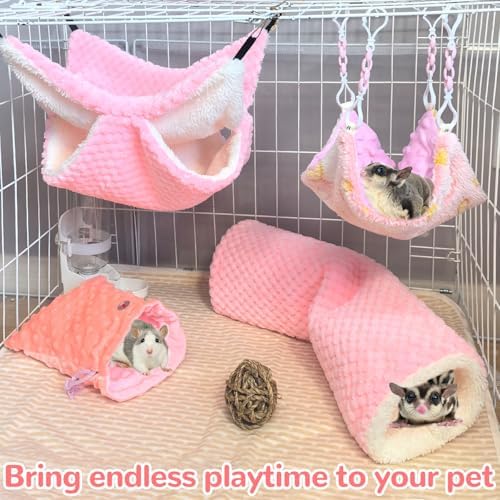Hamiledyi small pet hanging tunnel and single layer hammock arrangement for rats.