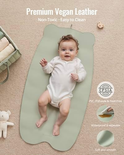 Blissful Diary baby change mat folded compactly showing the premium leather texture.