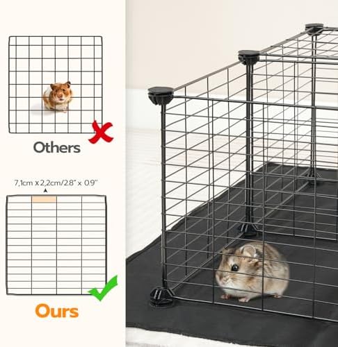 HOOBRO 24 Panels Guinea Pig Cage with Waterproof Mat and Ramp, 57" x 31.5" x 23.6" Loft Design Small Animal Playpen, Rabbit Cage, Bunny Cage, Pet Playpen, Indoor Outdoor Yard Fence, Black BK03PP03 - Image 6