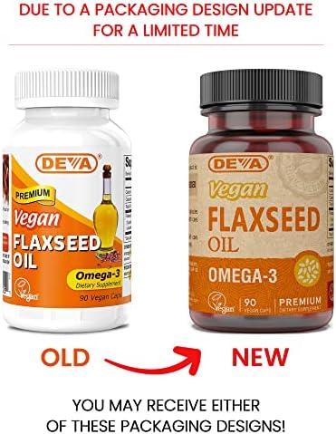 Deva Vegan Flaxseed Oil 90 capsules bottle label details