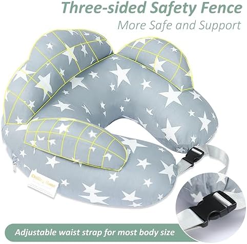 Adjustable waist strap detail on Chilling Home nursing pillow for secure fit