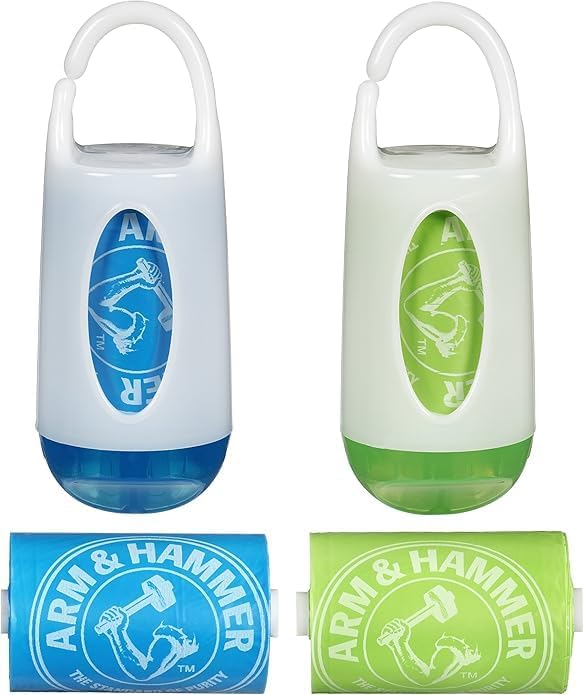 Lavender scented disposable diaper bags unrolled from green dispenser