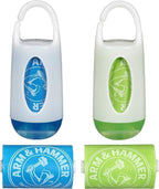Lavender scented disposable diaper bags unrolled from green dispenser