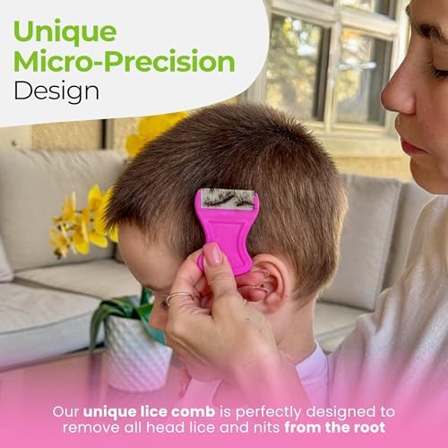 TheNitFairies - Professional Head Lice Comb for Kids/Adults, Unique Comb Design for Effective Head Lice Treatment, Fine Stainless Steel Teeth, Made for All Hair Types (Long, Short, Curly) - Pack of 2 - Image 4