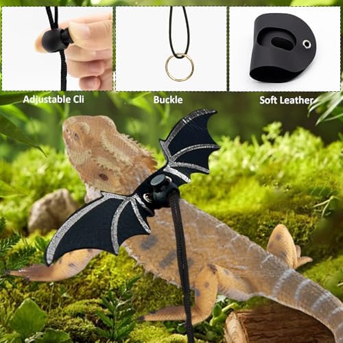 Bearded Dragon Leash and Harness Set, Bearded Dragon Accessories(Include Chest Pack, Lizard Leash), Bearded Dragon Decor Suit for Outdoor Travel-Black - Image 5