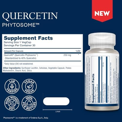 Solaray Quercetin dietary supplement capsules side label view