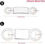 Close-up of the large and small sizes of the noiseless pet identification tag silicone holders.