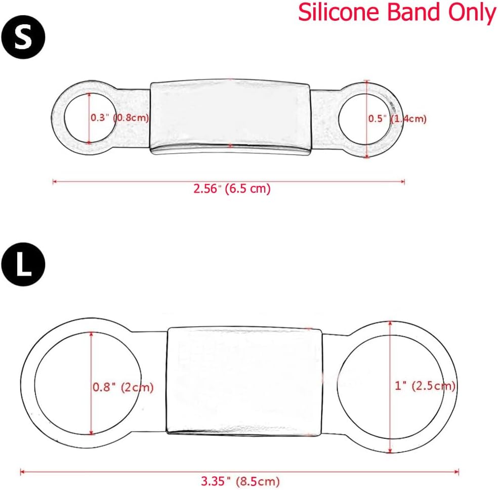 Close-up of the large and small sizes of the noiseless pet identification tag silicone holders.