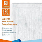 Four ply highly absorbent nonwoven gauze compresses for first aid kits