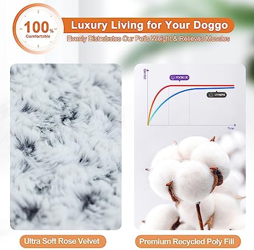POCBLUE plush dog bed inside a metal crate demonstrating perfect fit