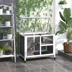 PawHut bunny cage showing openable roof and top access doors