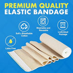 LotFancy 4 inch wide elastic bandage used for knee compression and stabilization.