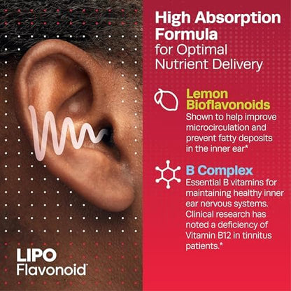 Side angle view of Lipo-Flavonoid 500 caplets packaging highlighting the Tisina Complex blend features.
