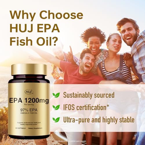 Close up of Huj 1200mg EPA high potency fish oil label