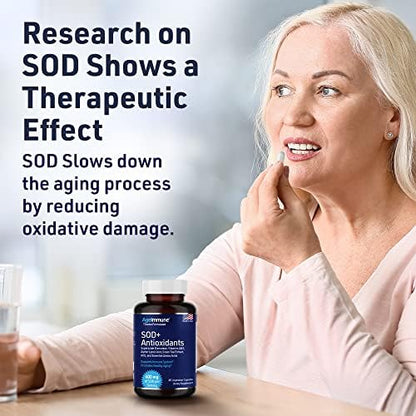 Close-up of AgeImmune advanced antioxidant formula highlighting the premium vegetarian capsule formulation.