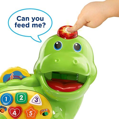Side profile of green VTech Chomp and Count Dino showing shape buttons