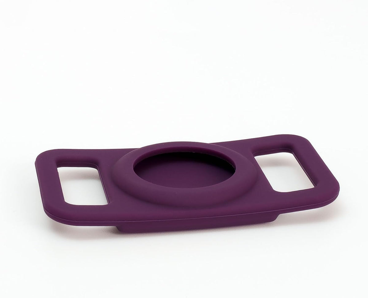 Custom engraved silicone slide on pet identity plate showing five lines of text