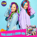 Young girl demonstrating the temporary hair coloring application using the pink styling tool clamp