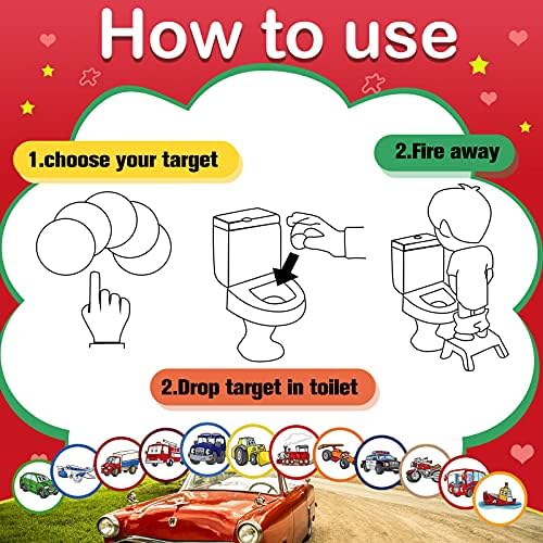Close up of 2 inch car shaped potty training paper targets