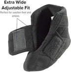 Silverts extra wide slippers for women in black fleece material for edema relief.