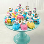 Set of 24 pink and yellow Hello Kitty cupcake toppers