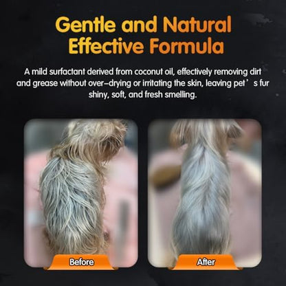 Opawz 02 LuxSilk undercoat removal shampoo being diluted for pet grooming.