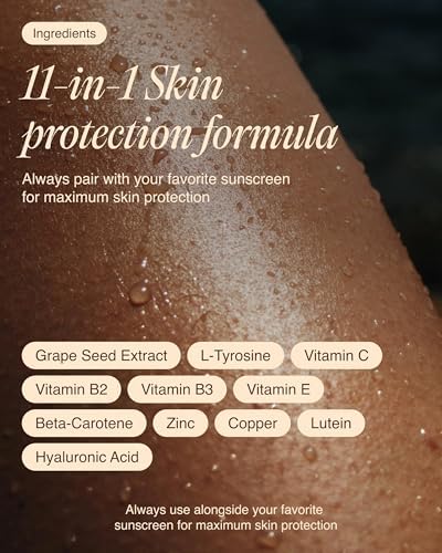 Back label details of Ecosh tanning supplement for women and men
